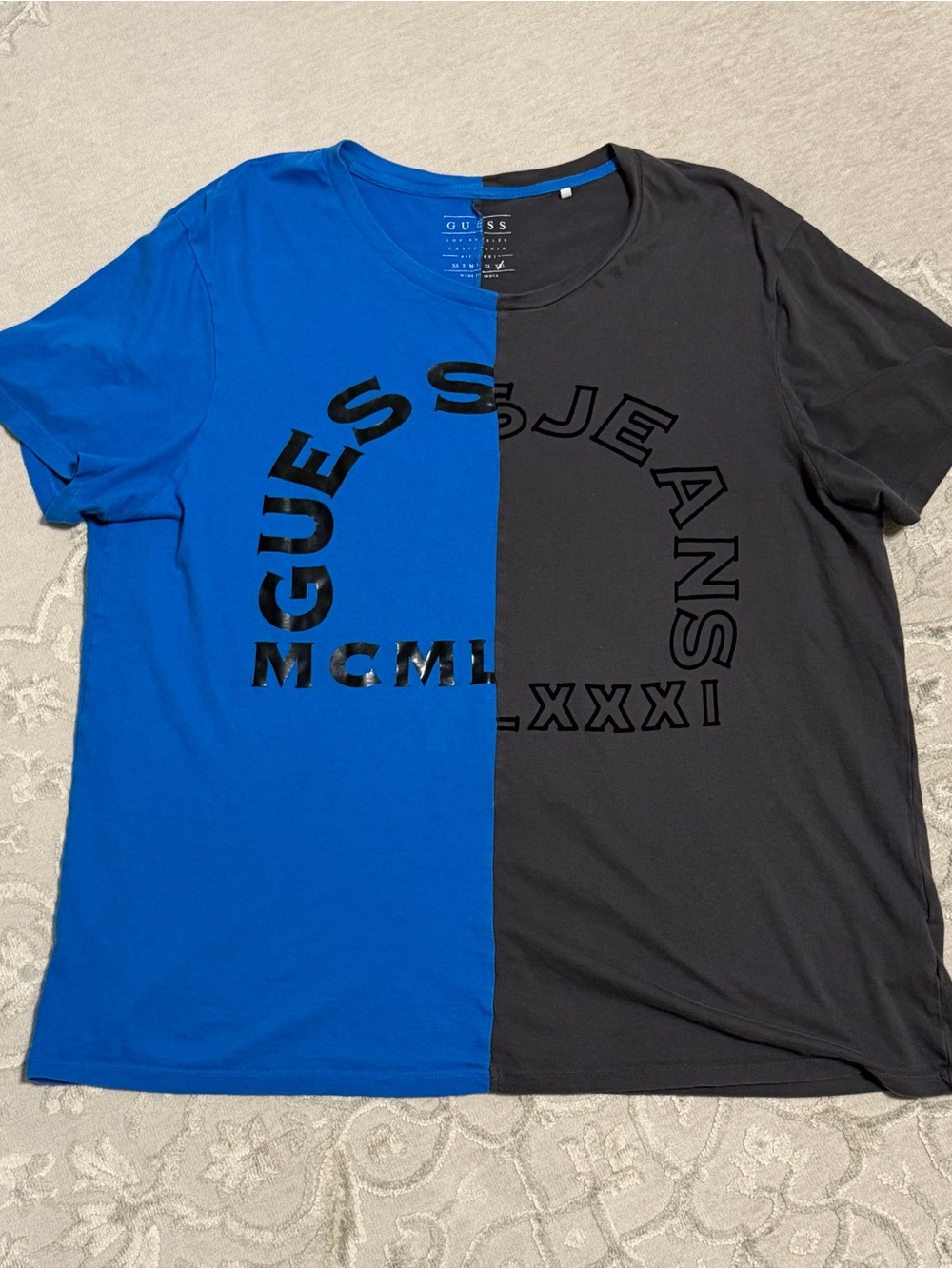 Guess Jeans Color Blocking Graphic Tee short sleeves size Men’s XXL blue gray
